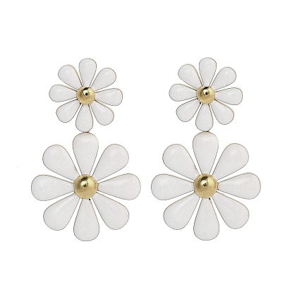 304 из нержавеющей стали болтаться серьги, с эмалью, цветок