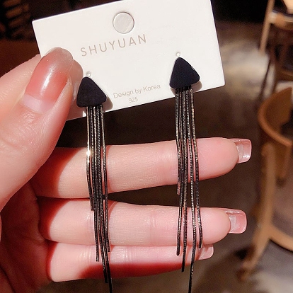 Velvet Tassel Earrings for Women, with Alloy Findings and 925 Sterling Silver Pins