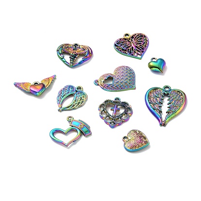 Rainbow Color Alloy Pendants, Mixed Shapes