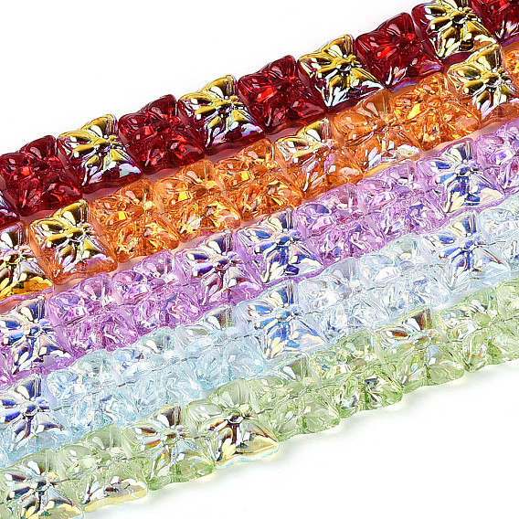 Гальваническое покрытие, прозрачные стеклянные бусины, нити, бабочка, с половиным покрытием, с покрытием AB цвета