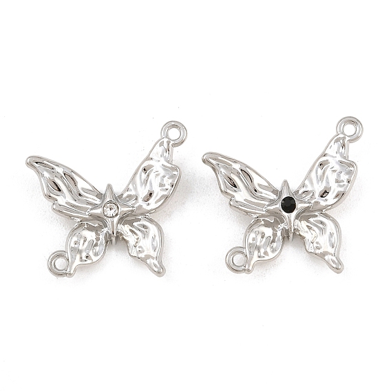 Aleación con dijes conectores de diamantes de imitación, enlaces de mariposa, chapado en rack, Platino