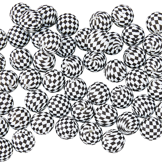 35Штукатурные круглые силиконовые бусины с клетчатым узором, высокого качества.