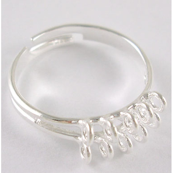 Adjustable Brass Ring Shanks, Silver Metal Color