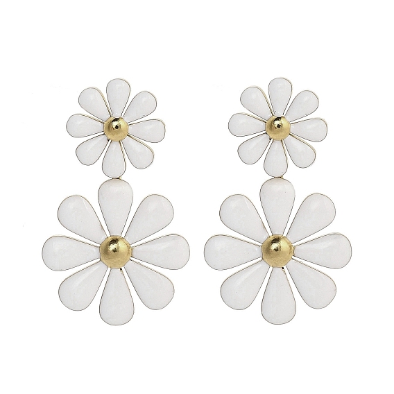 304 из нержавеющей стали болтаться серьги, с эмалью, цветок