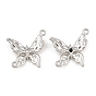 Aleación con dijes conectores de diamantes de imitación, enlaces de mariposa, chapado en rack, Platino