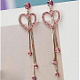 Alloy & Rhinestone Stud Dangle Earrings for Women, Heart