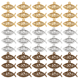 150 шт 3 цвета подвески из сплава в тибетском стиле, рыба со словом Иисуса