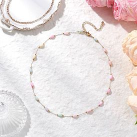 Ожерелья из натуральных ракушек из окрашенного риса и 304 звеньев цепи из нержавеющей стали, красочный