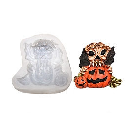 DIY Mini Halloween Skull & Pumpkin Food Grade Silicone Statue Molds, Fondant Molds, Chocolate, Candy, Biscuits, Portrait Sculpture UV Resin & Epoxy Resin Craft Making