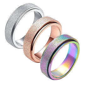 Colorful Matte Stainless Steel Rotating Ring Set for Men and Women