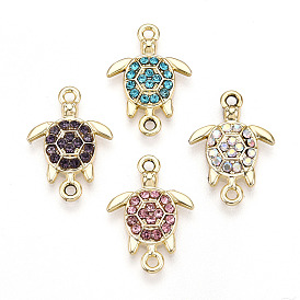 Подвески из сплава со стразами, золотой свет, без кадмия и без свинца, черепаха