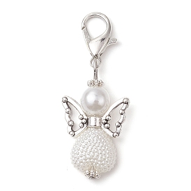 Angel ABS Plastic Pendant Decorations, Alloy Lobster Clasp Charm for Bag Key Ornaments