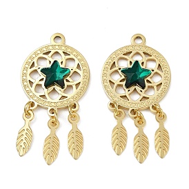 304 подвески из нержавеющей стали, cmолой горный хрусталь, ионное покрытие (ip), тканая сетка/паутина с подвесками из перьев