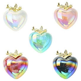 5 шт. 5 цвета, подвески из смолы из сплава, сердце, со стразами