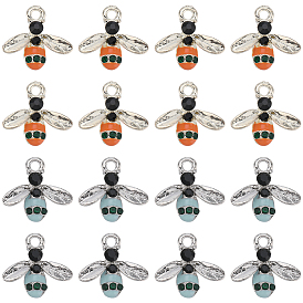 40 шт 2 цвета сплава эмалевые подвески, со стразами, Пчелы