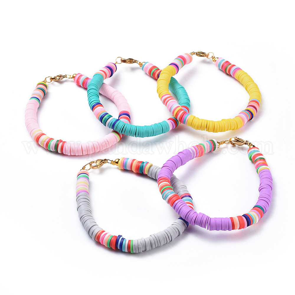 Buy Polymer Clay Beads Letter Charms Bracelet,sun Beach Bronze  Bracelet,heishi Beads Bracelets from Huizhou Amazing Jewelry Co., Ltd.,  China