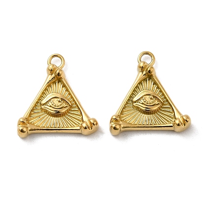 Ion Plating(IP) 316L Surgical Stainless Steel Pendants, Nickel Free, Triangle with Eye Charm