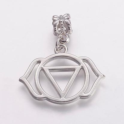 Alloy European Dangle Charms, Large Hole Pendants, Chakra, Ajna