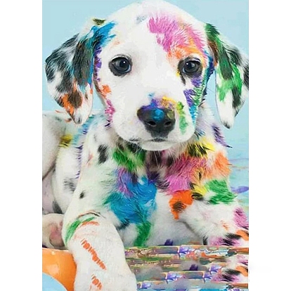 DIY Rectangle Dog Theme Diamond Painting Kits, Including Canvas, Resin Rhinestones, Diamond Sticky Pen, Tray Plate and Glue Clay, Naughty Puppy