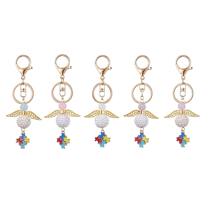 Resin & Alloy Enamel Pendant Keychain, Angel