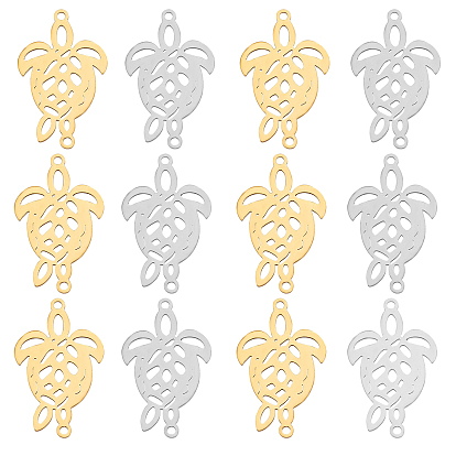 12Pcs 2 Colors 201 Stainless Steel Links Connectors, Cut, Tortoise