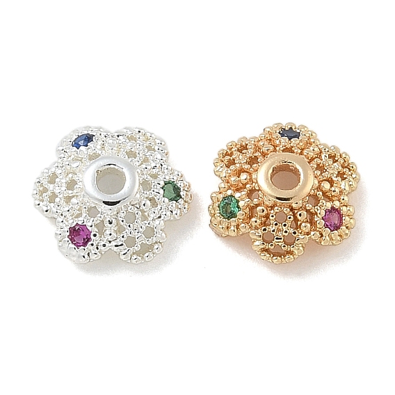 Латунные микро проложить кубического циркония Шапочки, долговечный, 6-лепестки, цветок