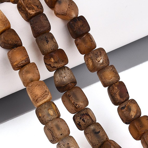 Природный агат бисер нитей, кубоид, окрашенная и подогревом