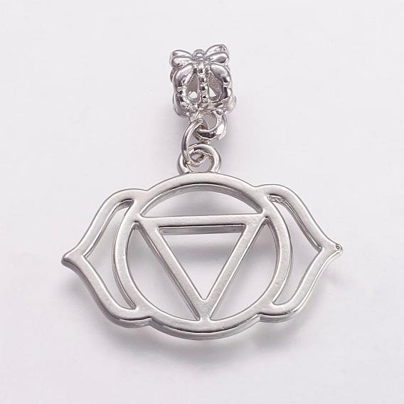 Alloy European Dangle Charms, Large Hole Pendants, Chakra, Ajna