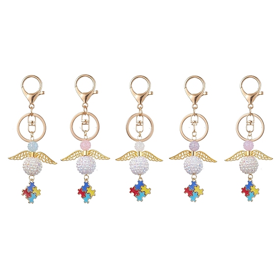 Resin & Alloy Enamel Pendant Keychain, Angel
