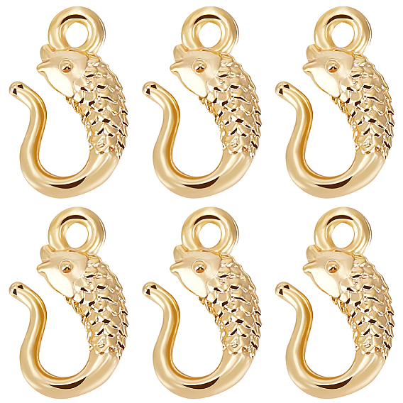 30шт. латунные застежки с S-образным крючком, для браслета решений, рыба