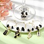 Music Theme Alloy Wine Glass Charms, Synthetic White Howlite Chip with Natural Obsidian Chip