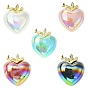 5 шт. 5 цвета, подвески из смолы из сплава, сердце, со стразами