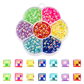 PandaHall Elite 7 Colors Opaque Resin Cabochons, Faceted, for Mobile Phone Shell, Nail, Jewerly Making, Square