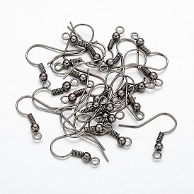 50Pcs Iron Earring Hooks, Ear Wire, with Horizontal Loop, Cadmium Free & Nickel Free & Lead Free