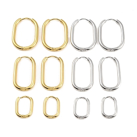 304 Stainless Steel Oval Hoop Earrings