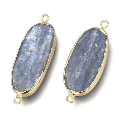 Connecteurs de liens naturels kyanite / cyanite / disthène, avec les accessoires en laiton, ovale