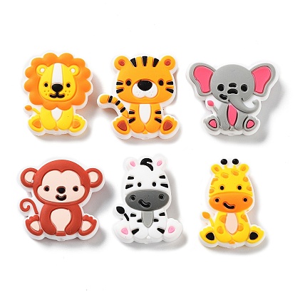 Lion/Tiger/Elephant/Monkey Zebra/Giraffe Silicone Focal Beads, Chewing Beads For Teethers, DIY Nursing Necklaces Making