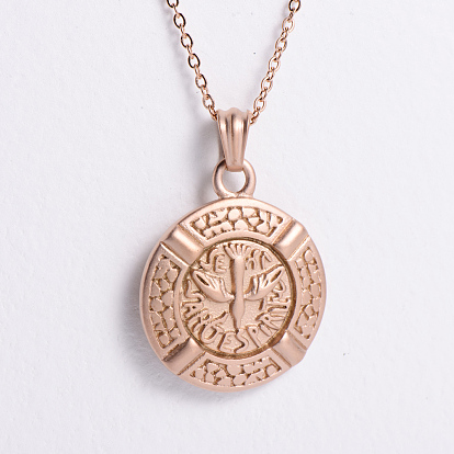 Винтажная панк-медаль святого духа плоская круглая подвеска из нержавеющей стали мужские ожерелья