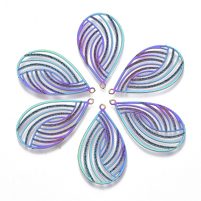 Ионное покрытие (ip) 304 филигранные подвески из нержавеющей стали, гравированные металлические украшения, слеза