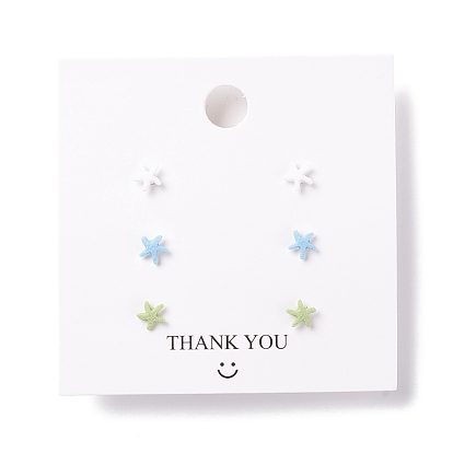 Starfish Resin Stud Earrings Set, with 925 Sterling Silver Plated Pins