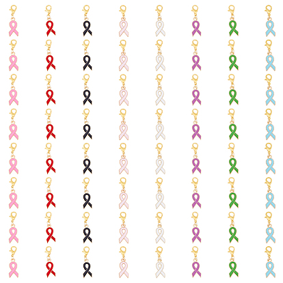 8 наборы лент для информирования сплав эмаль подвеска украшения, подвески из сплава с застежками-лобстерами, подвески-клипсыдля брелка, кошелек, украшение для рюкзака