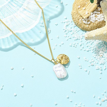 Прямоугольная цепочка с подвеской в виде монеты-ангела из нержавеющей стали в стиле барокко для женщин, белые