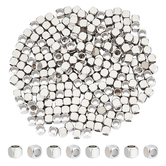 250 шт. 201 бусины из нержавеющей стали, кубические
