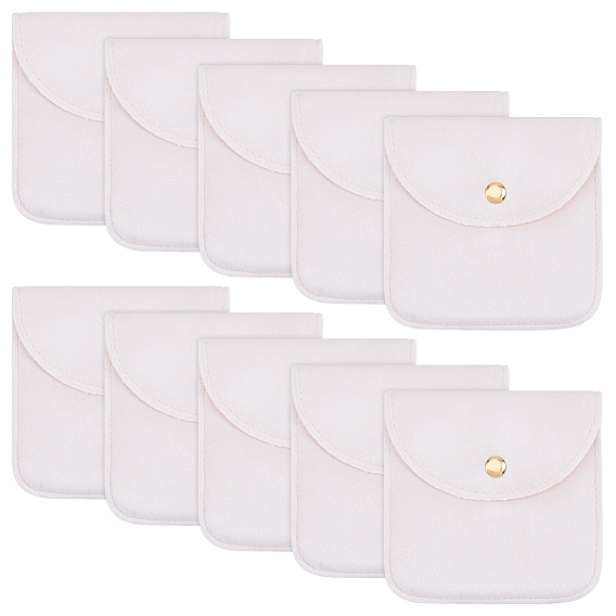 10Pcs Velvet Jewelry Storage Bags with Snap Button, for Earrings, Rings, Necklaces, Square