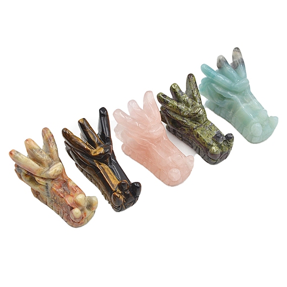 Украшения в виде головы дракона из натуральных смешанных драгоценных камней, фигурка для украшения дома, энергетический камень рейки для исцеления