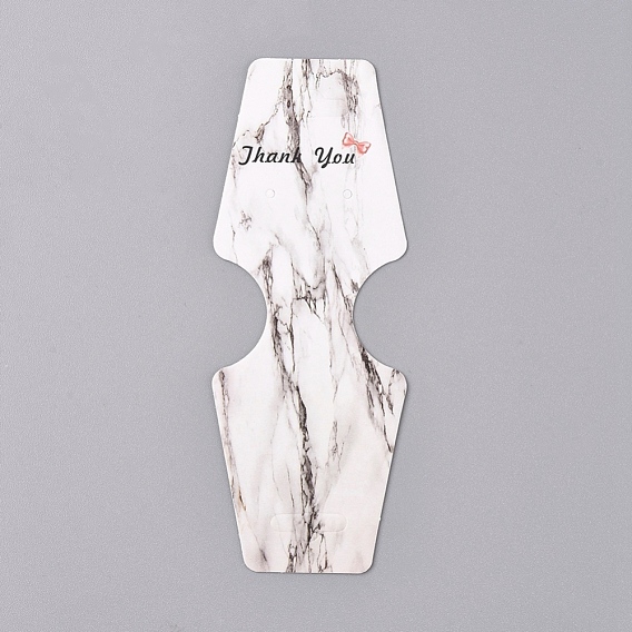 Cardboard Earring Display Cards, Marble Texture Pattern, Word Thank You