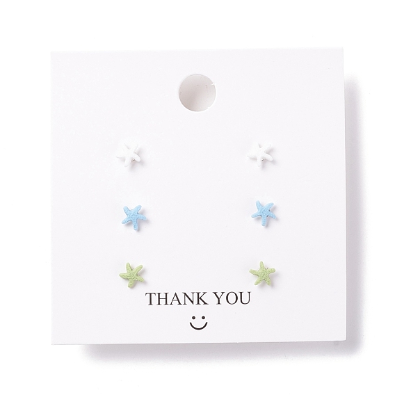 Starfish Resin Stud Earrings Set, with 925 Sterling Silver Plated Pins
