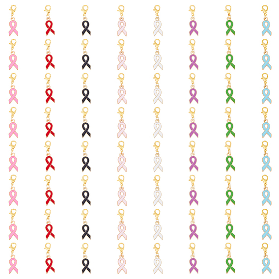 8 наборы лент для информирования сплав эмаль подвеска украшения, подвески из сплава с застежками-лобстерами, подвески-клипсыдля брелка, кошелек, украшение для рюкзака