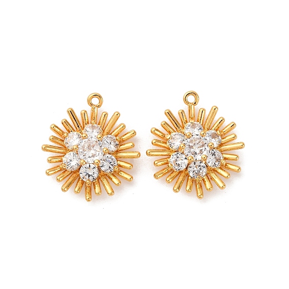 Латунные микро проложить кубического циркония подвески, цветок, долговечный, без никеля 