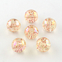 Round AB Color Transparent Acrylic Beads, with Colorful Glitter Powder